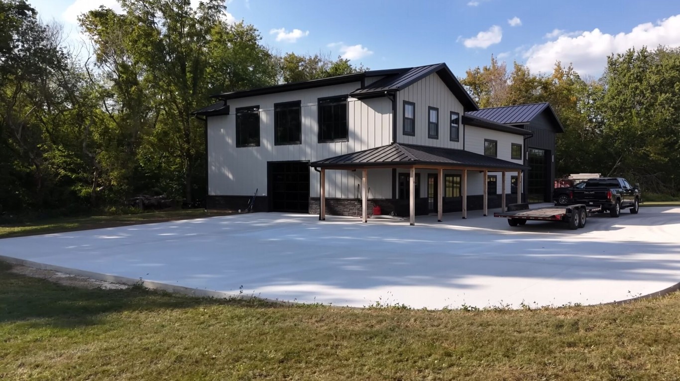 Newly poured residential concrete driveway in Laredo, TX